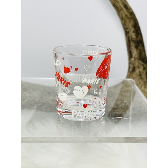 Paris France Shot Glass Souvenir Hearts Lips Kissed MADE IN FRANCE 🇫🇷 - Picture 2 of 9